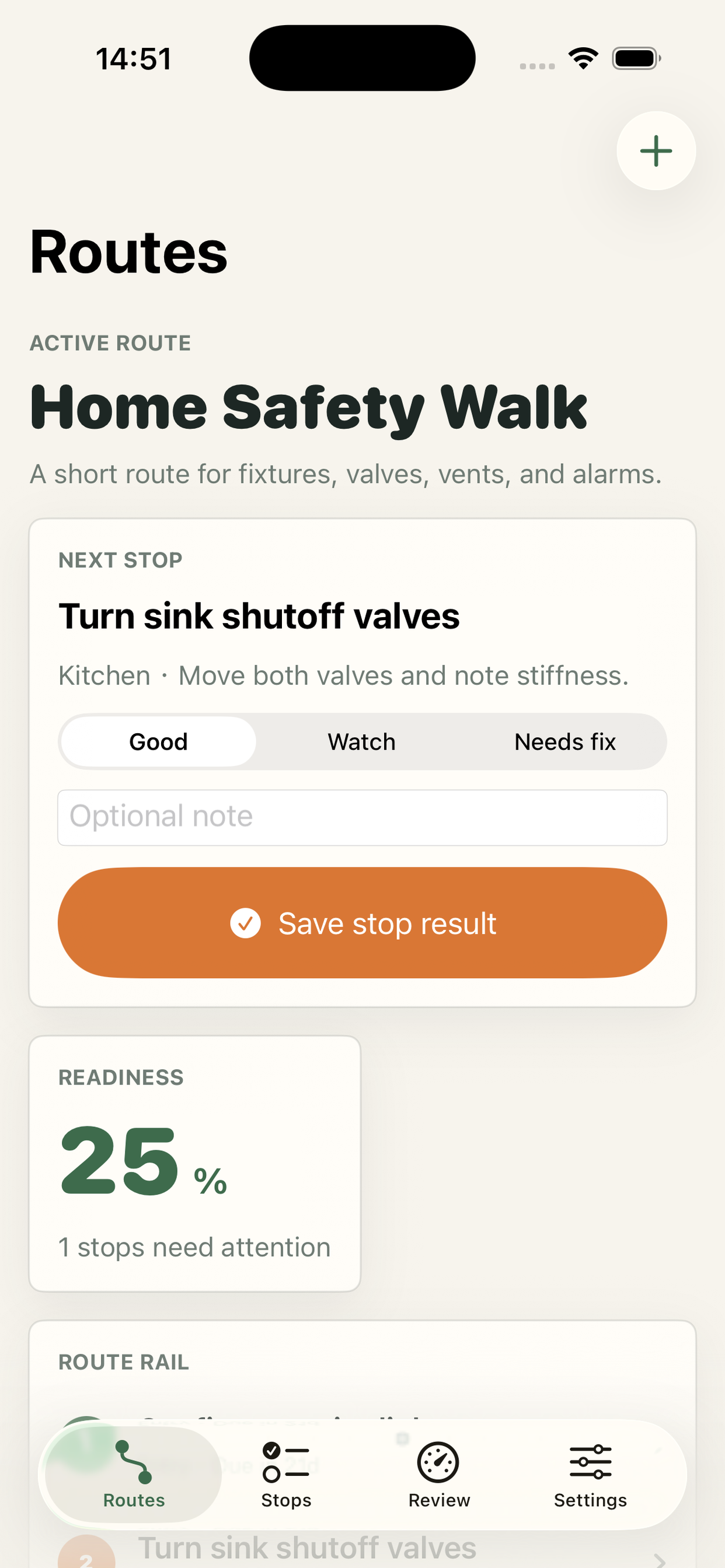 FixTrail current route screen