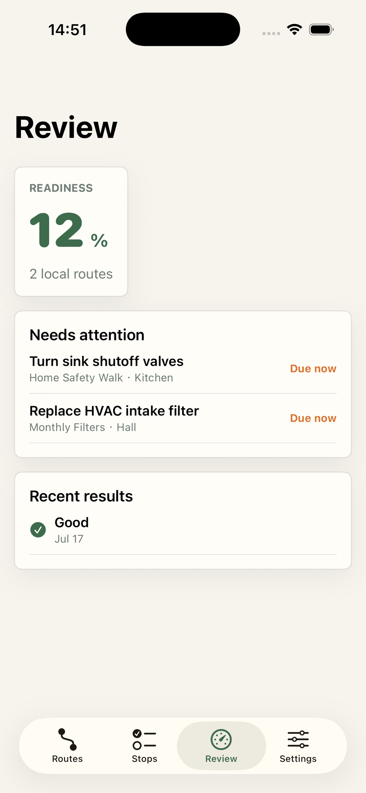 FixTrail readiness review screen